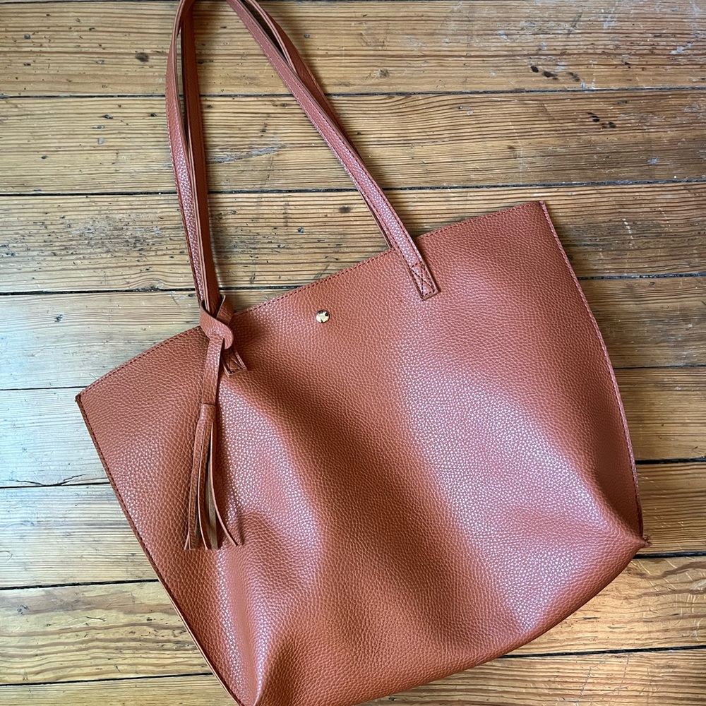 Faux leather tote